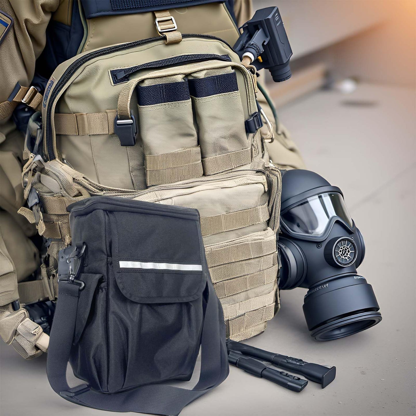 KUNFALY Gas Mask Pouch Attach to Belt or Shoulder Carry Storage Bag for Masks Gear