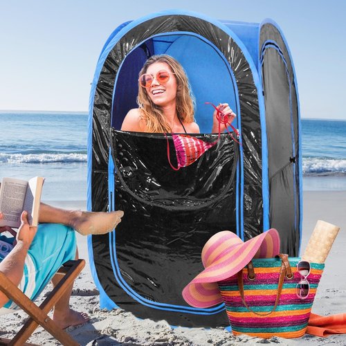 WeatherPod 1-Person Pop-Up Pod with Tinted Panels – Pop-Up Weather Pod, Protection from Cold, Wind and Rain with Added Privacy – Pink
