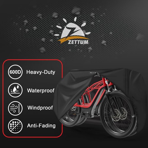 Zettum Bike Cover for 2 Bikes - 600D Bike Covers Outdoor Storage Waterproof & Heavy Duty, Bicycle Cover for 2 eBike, Mountain Bike, Road Bike, Hybrid Bike, Beach Cruiser Bike, Scooter and More