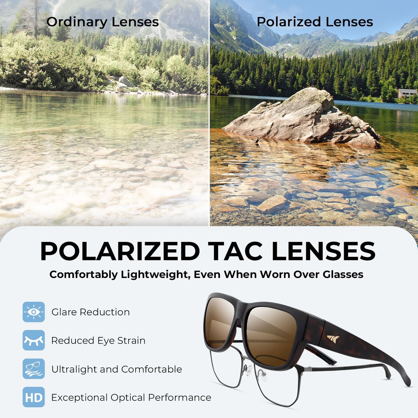 KastKing Chariton Fit-Over Polarized Wrap Around Over Sunglasses for Men and Women, Ideal for Driving Fishing Cycling Running