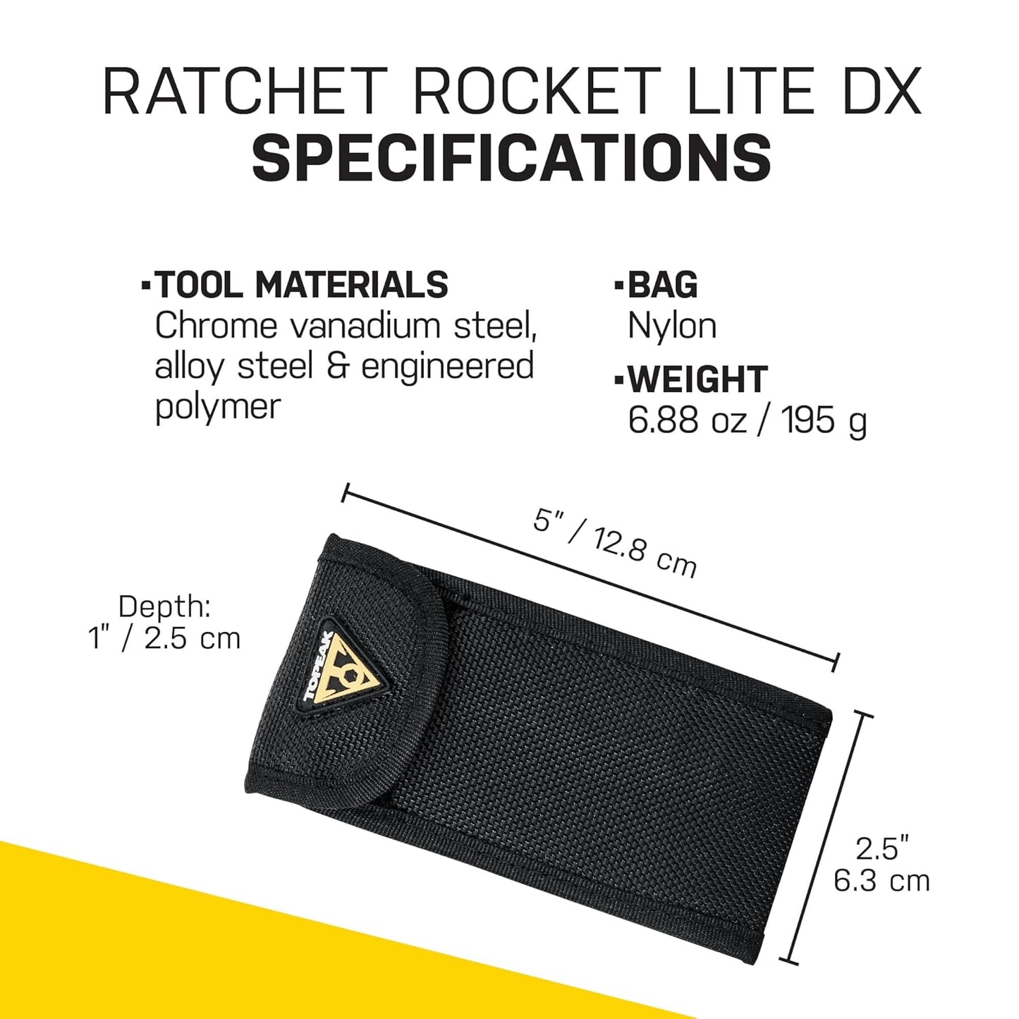 Topeak Ratchet Rocket Lite DX Bike Repair and Maintenance Tool, 16 Functions, Includes Nylon Bag, Black