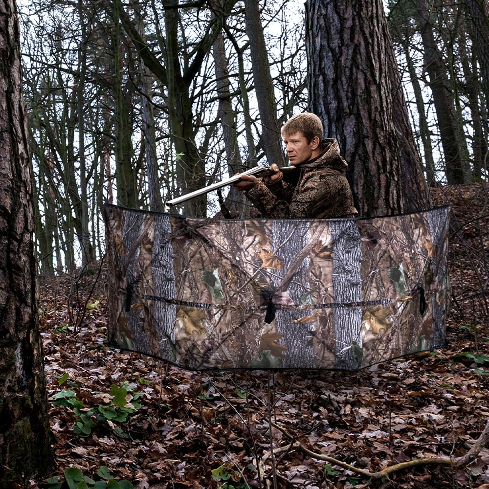 WTVIDAS Hunting Blind for Turkey, 3-Panel Portable Ground Blinds Silent Quick Setup Pop-Up Design for Deer Turkey Duck Hunting Accessory