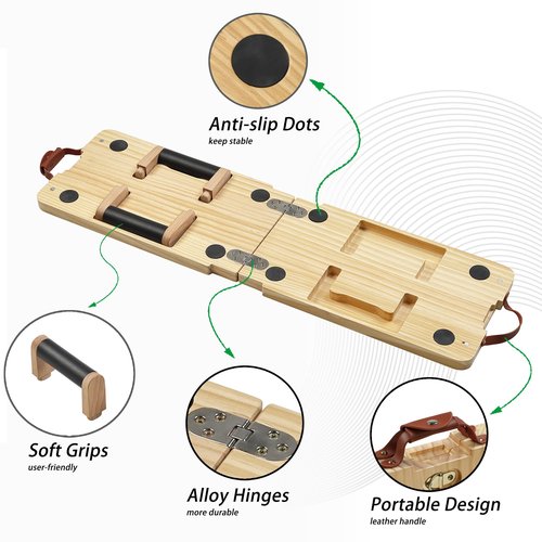 Vimexciter Solid Wooden Push Up Board Kit with Pilate Bar, Resistance Bands Sets and Handles, Multi-Function Foldable Push up Stands for Men and Women, Full Body Workout Equipment for Home Gym