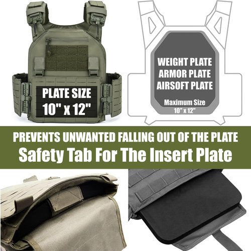 DEYACE Tactical Quick Release Vest for Men, Fully Adjustable Plate Carriers Vest with Breathable 3D Mesh Liner