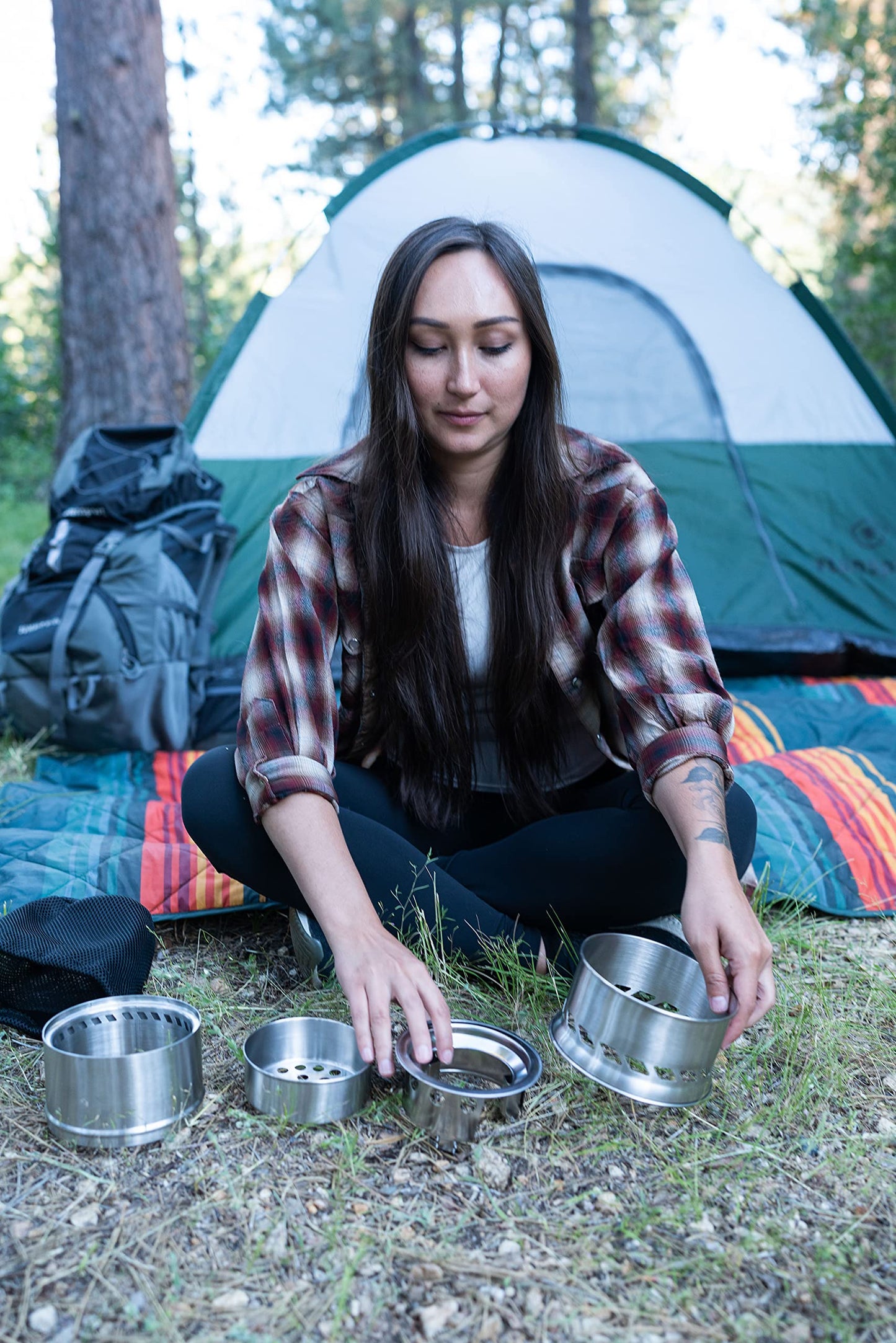 Stainless Steel Wood Burning Stove Extra Large - Portable Camping Backpacking Hiking - Picnic BBQ
