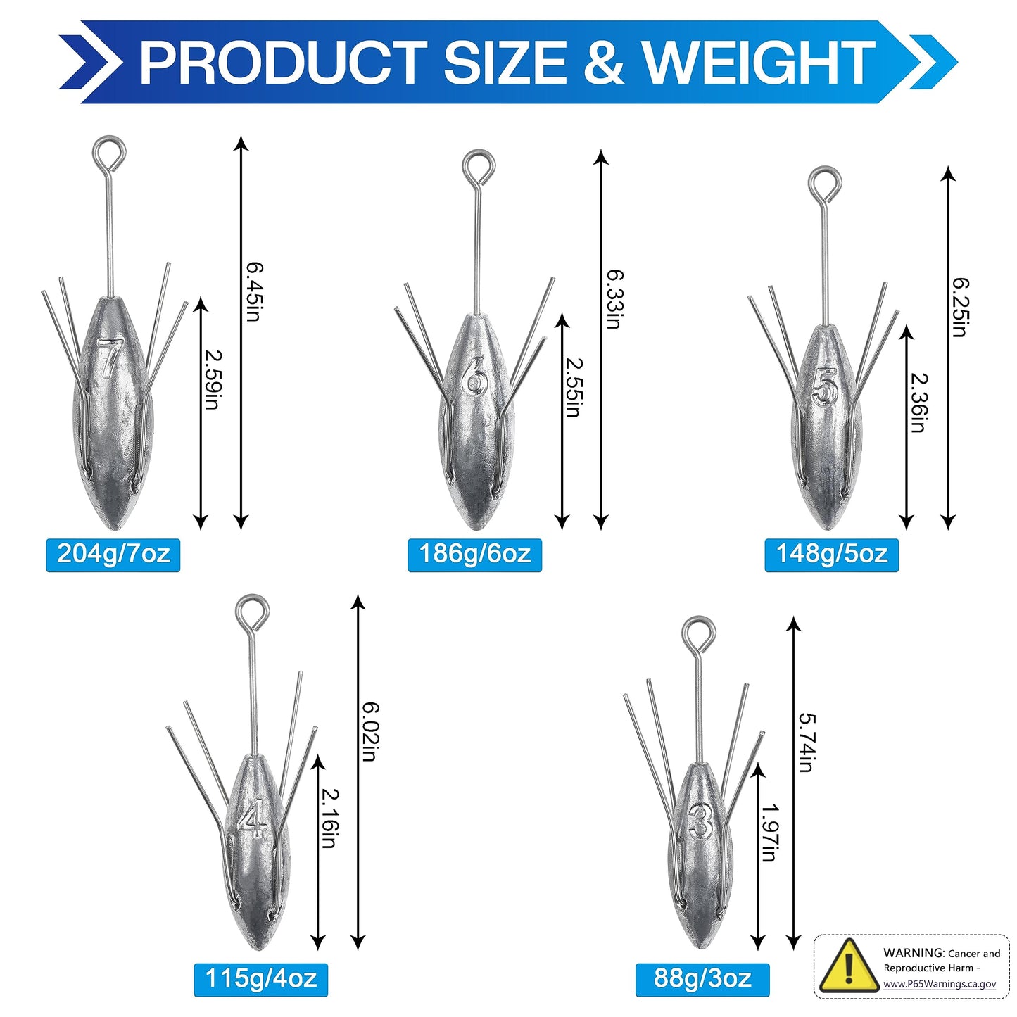 AGOOL Sputnik Sinker Fishing Weights Long Tail Fishing Equipment Surfing Casting Spider Sinkers for Saltwater Catfish Beach Sand Ocean 2/5pcs 3oz-7oz