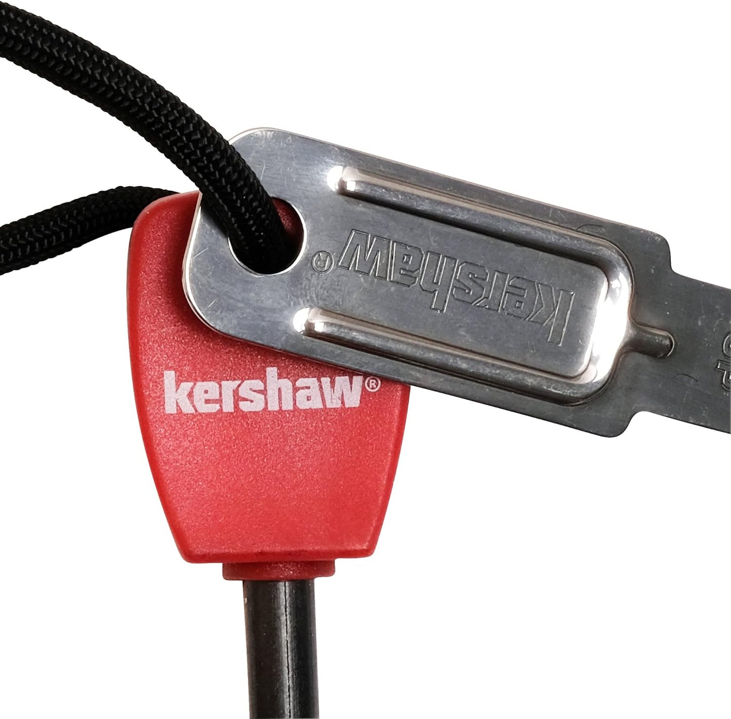 Kershaw Firestarter (1019X),3.1” High-Performance Magnesium Firesteel,Chrome-Plated Striker Steel,Up to 3000 Strikes,Waterproof,Easy to Operate,Red Molded Plastic Handle,Nylon Lanyard,1.1 OZ,Small
