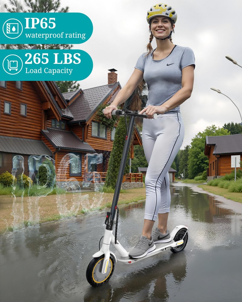 Qlaway Electric Scooter for Adults, 350W Motor, Top Speed 19Mph(31km/h), Max 22 Miles Ranges, 350W Motor, 8.5" Solid Tires, Aluminum Alloy Folding E Scooter with Dual Braking/APP Control