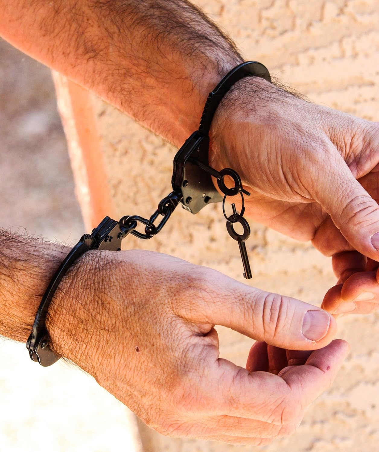 Real Law Enforcement Police Handcuffs for Training - Black Steel Double-Locking Tactical Model for Adults, Security Guards & Military