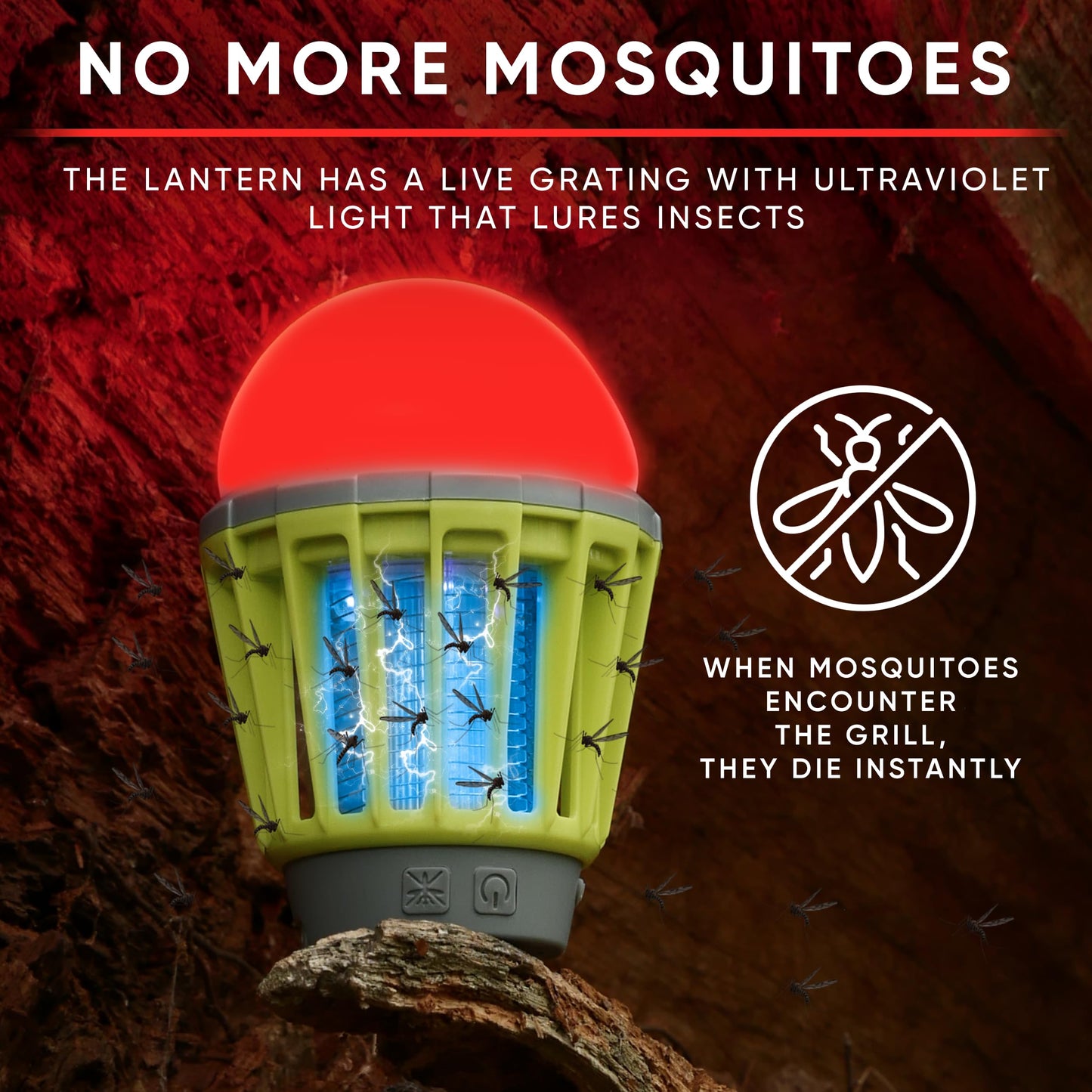 KILNEX Camping Lantern with Mosquito Protection | Rechargeable Battery, USB Type-C Charging | Waterproof IP67 | White and Red Light | Compact Portable for Camping, Hiking, Fishing