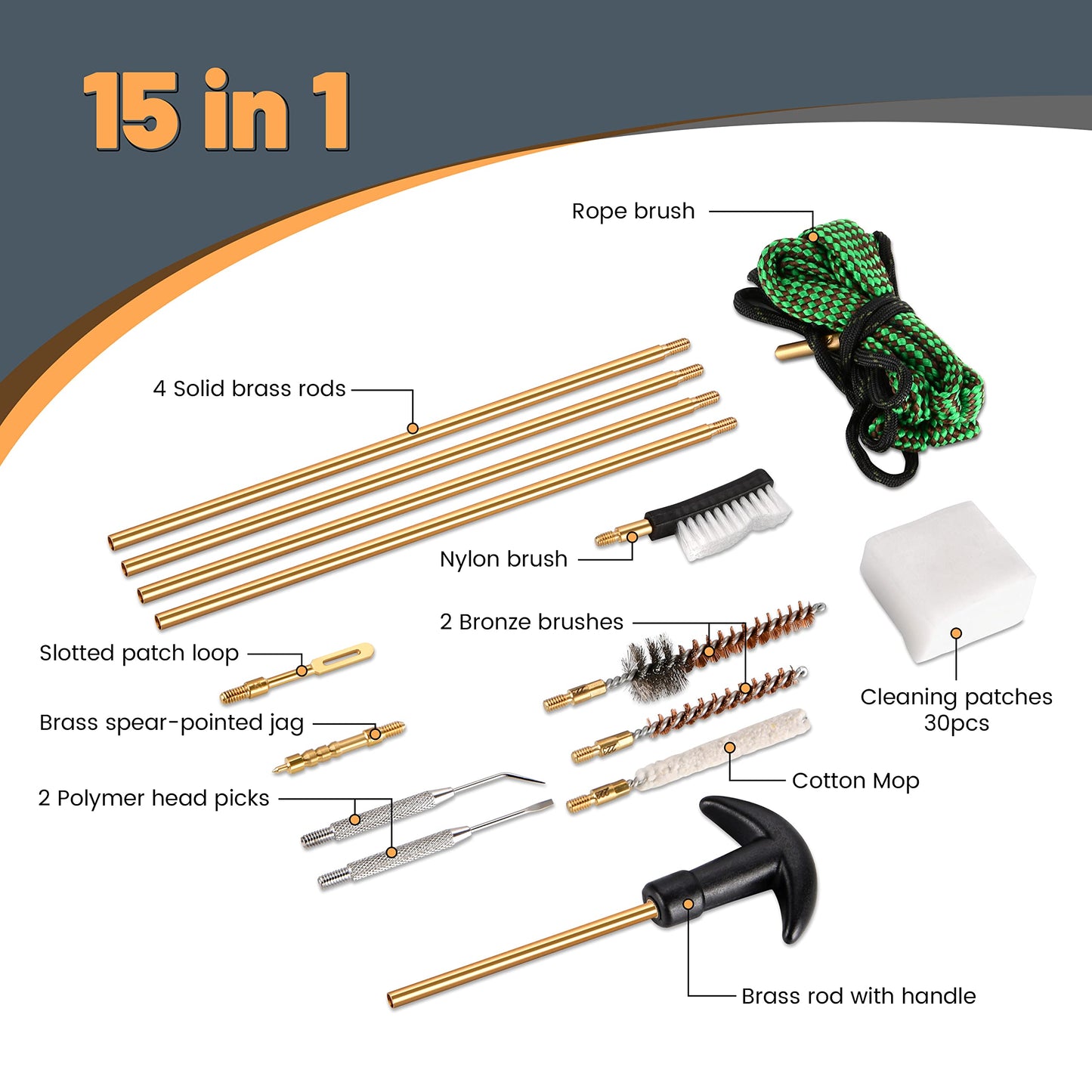 Hantoptik Gun Cleaning Kit .22 and .223 Caliber, Rifle 5.56 Cleaning Kits with Portable Carrying Case, Brushes, Cleaning Rod