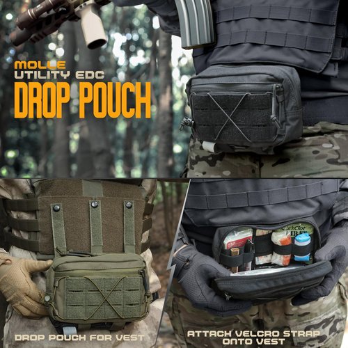 WYNEX Tactical Admin Pouch Molle, Utility EDC Bag, Dual-Purpose Organizer Dangler Drop Pouch (Black)