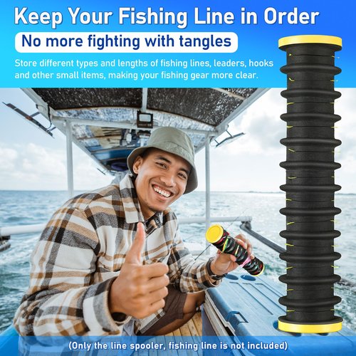 Dreyoo 3 Pcs Fishing Line Storage Organizer, Leader Holder with 12 Slots to Keep Your Lines Tangle Free, Spooler Winder, and Hook Keeper with Rigging Spools(Black)