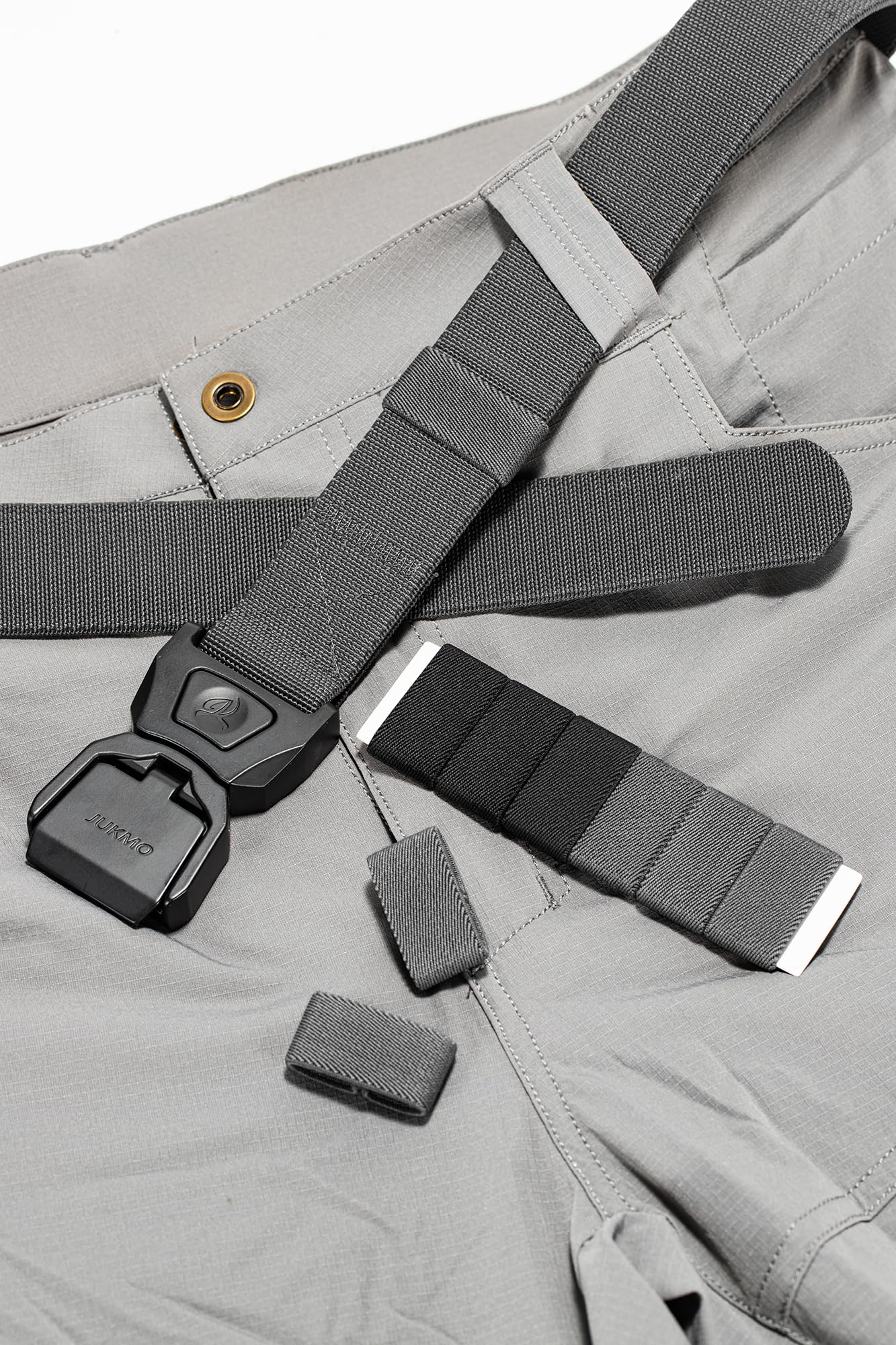 JUKMO Elastic Nylon Tactical Belt Loop Keeper for 1.5 Inch Wide Canvas Belt Backpack Straps Holder (Black 3 Packs + Grey 3 Packs)