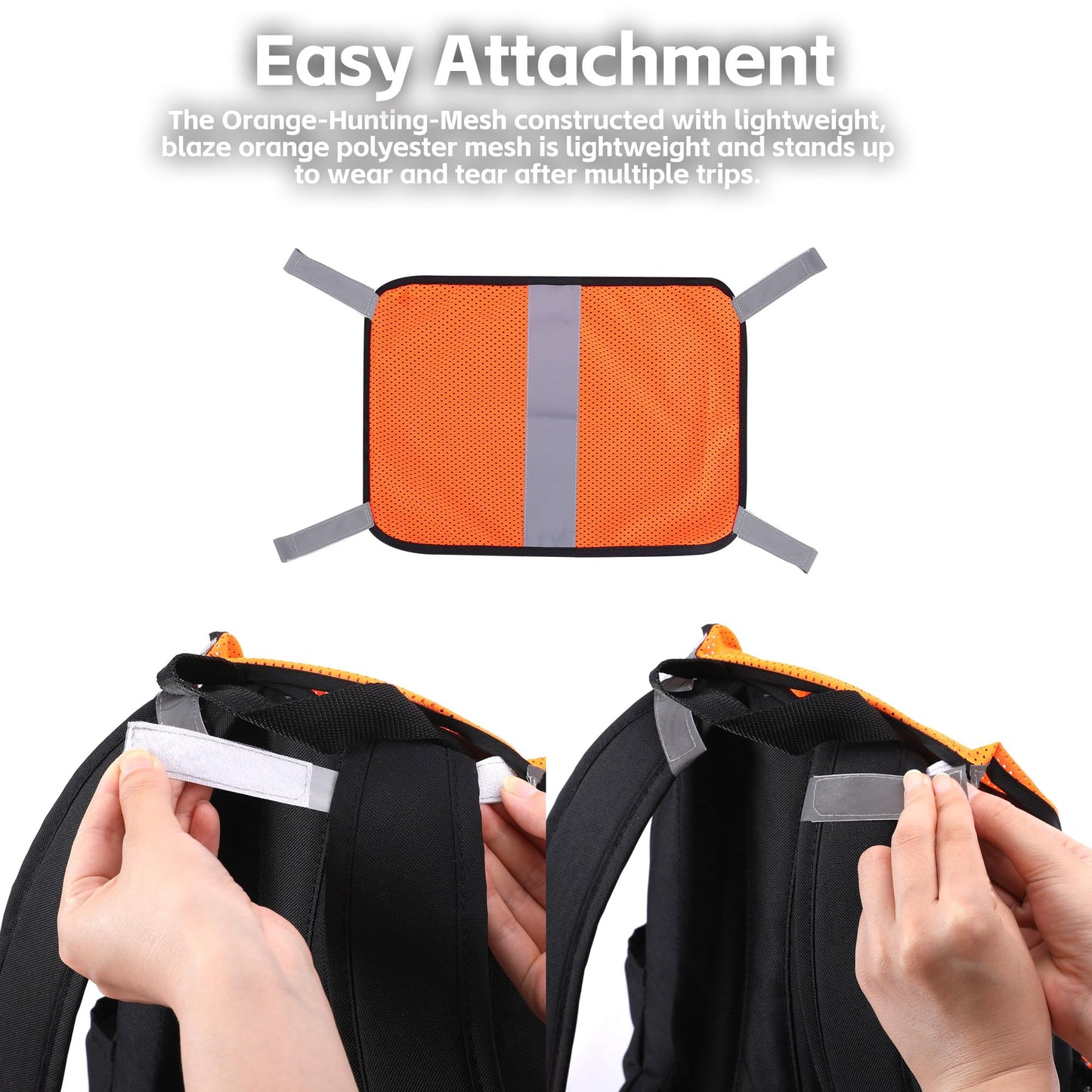 Watayo 3 Pcs Blaze Orange Safety Panel- 9 x 12 Inch Blaze Orange Panel Hunting Mesh- Orange Tent Backpack Cover Safety Panel with Reflective Strips for Field Hiking Camping Biking