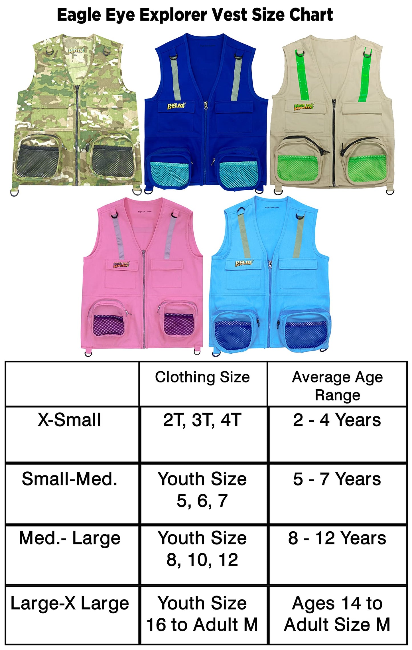 Kids Cargo Vest Set (Camouflage Vest Only, Medium/Large)