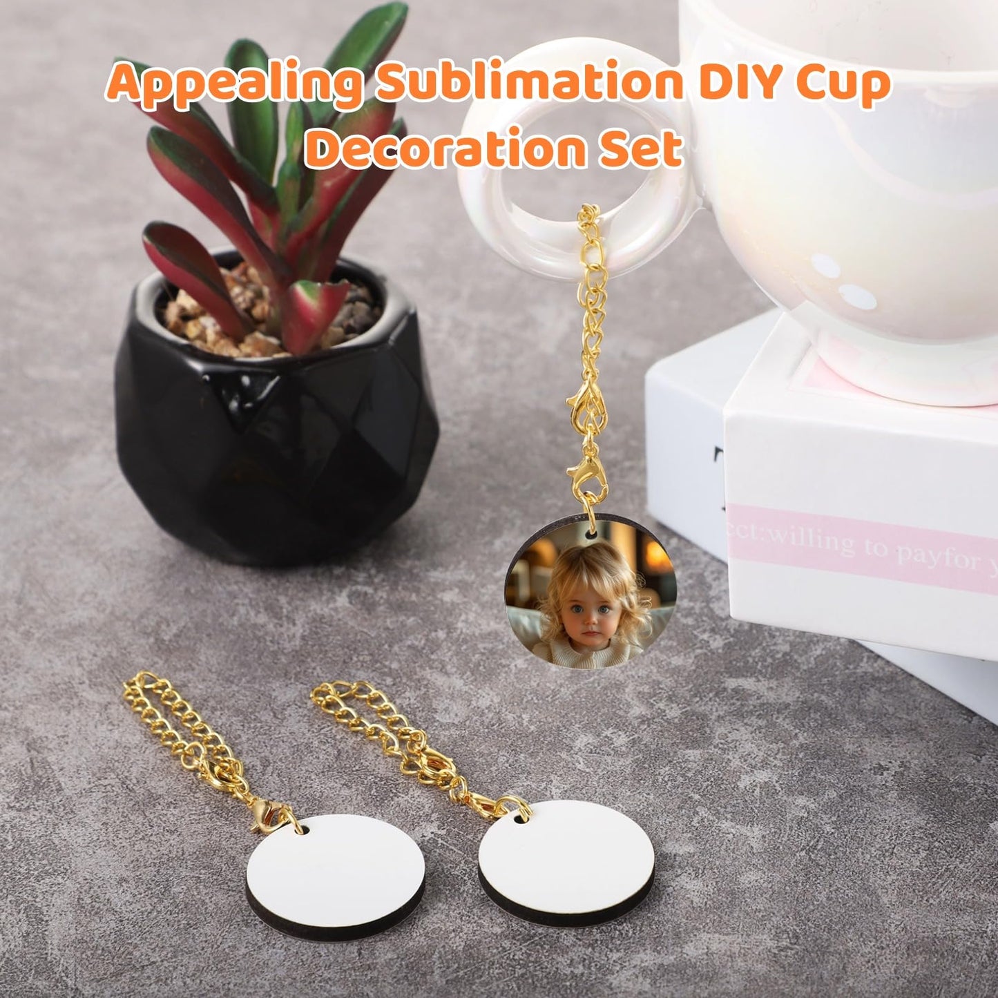 12 PCS Blank Cup Charms for Tumbler, Gold Sublimation Charm Accessories, Initial Name ID Charm Tumbler Handle Charm for DIY Craft