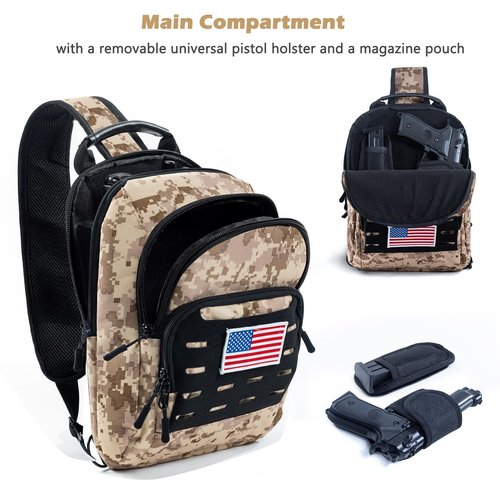 VIGERARI Tactical Sling Bag for Men, Concealed Carry Bag for Men, Women Gun Bag, Tactical Sling Backpack for Handguns