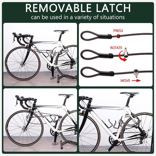 Bike Cable Lock,8ft Adjustable Steel Cable Lock,Cable Dia.10mm Portable Coiling Steel Loop Lock with 3 Keys for Outdoor Equipment, Bicycles, Scooters, Fence, Gate (Black)