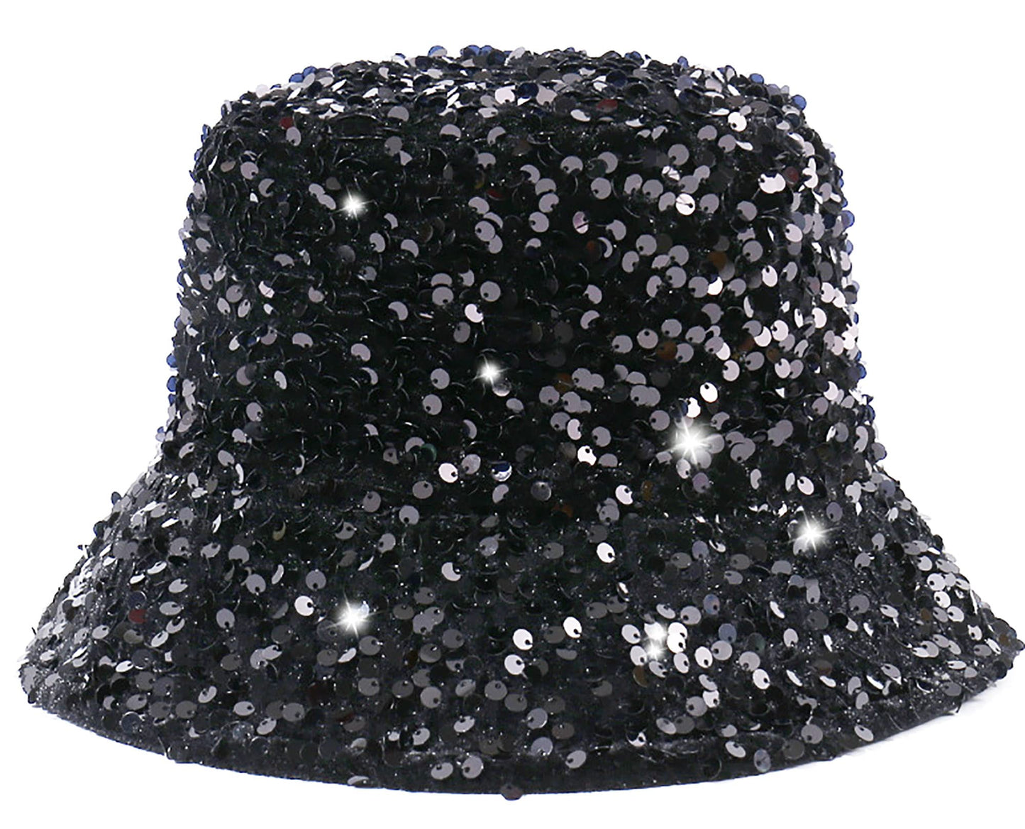 Womens Sequin Bucket Hat Beach Sun Hats for Party, Girls Teens Shiny Glitter Sequin Sun Cap for Travel Black