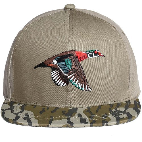 EDTREK Elite Youth Country Hat for Big Kids - Boys Snapback Hat with Flat Brim (Wood Ash with Bottomland Camo - Wood Duck)