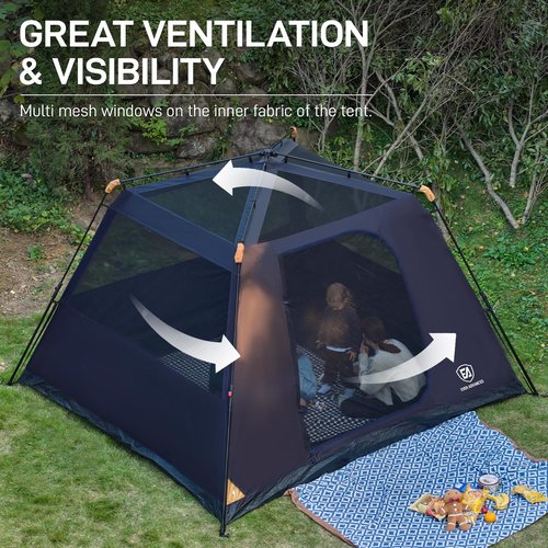 EVER ADVANCED Blackout 6 Person Camping Tent, Instant Cabin Tent for Family with Vestibule and Large Mesh Windows, 60s Easy Setup, Double Layer, Water-Resistant Orange