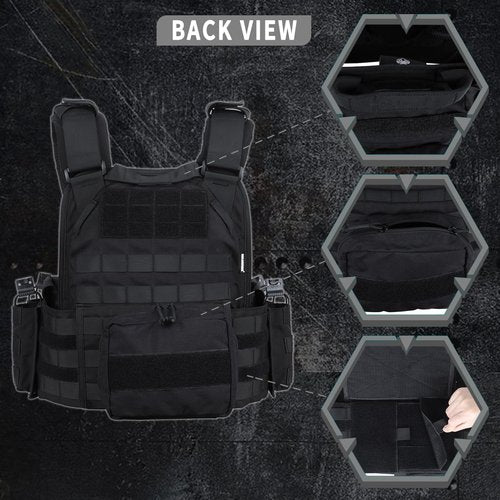 Snacam Tactical Vest for Men Molle Security Airsoft Vest Adult (Black)