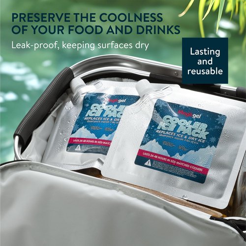 Magic Gel Ice Pack for Coolers - Long Lasting Lunch Box Ice Pack - Reusable Freezer Packs for Cool Boxes - No Leakage to Keep Food Dry in Cooler for Picnics and Outings