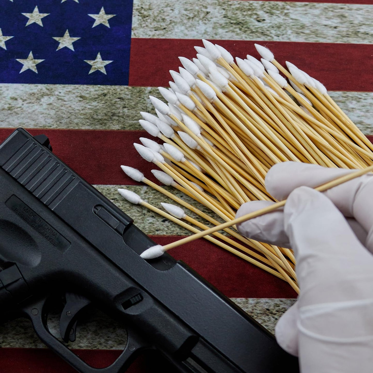 24"x12" Thick Gun Cleaning Mat with 200PCS 6" Swabs, Gun Mat - for Firearm Cleaning and Maintenance - Waterproof, Oil-Resistant, Non-Slip and Durable