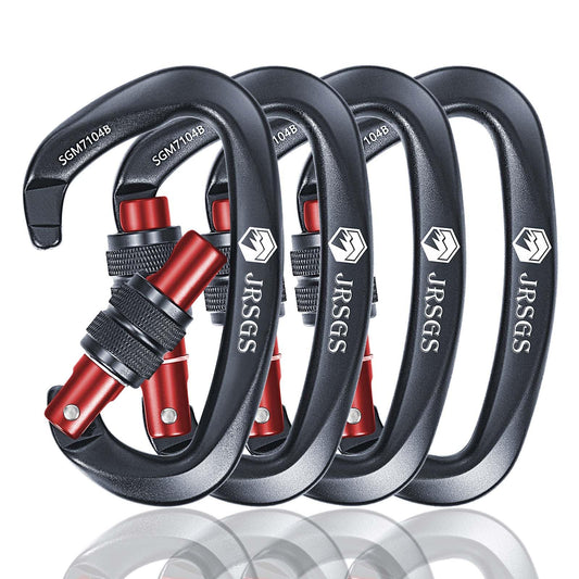 JRSGS 25KN Locking Climbing Carabiner Clips, UlAA Certified Rockclimbing Carabiner,Heavy Duty Carabiners Equipment,Large SizeCarabiner for Climbing, Rappelling,Hunting and Rescue