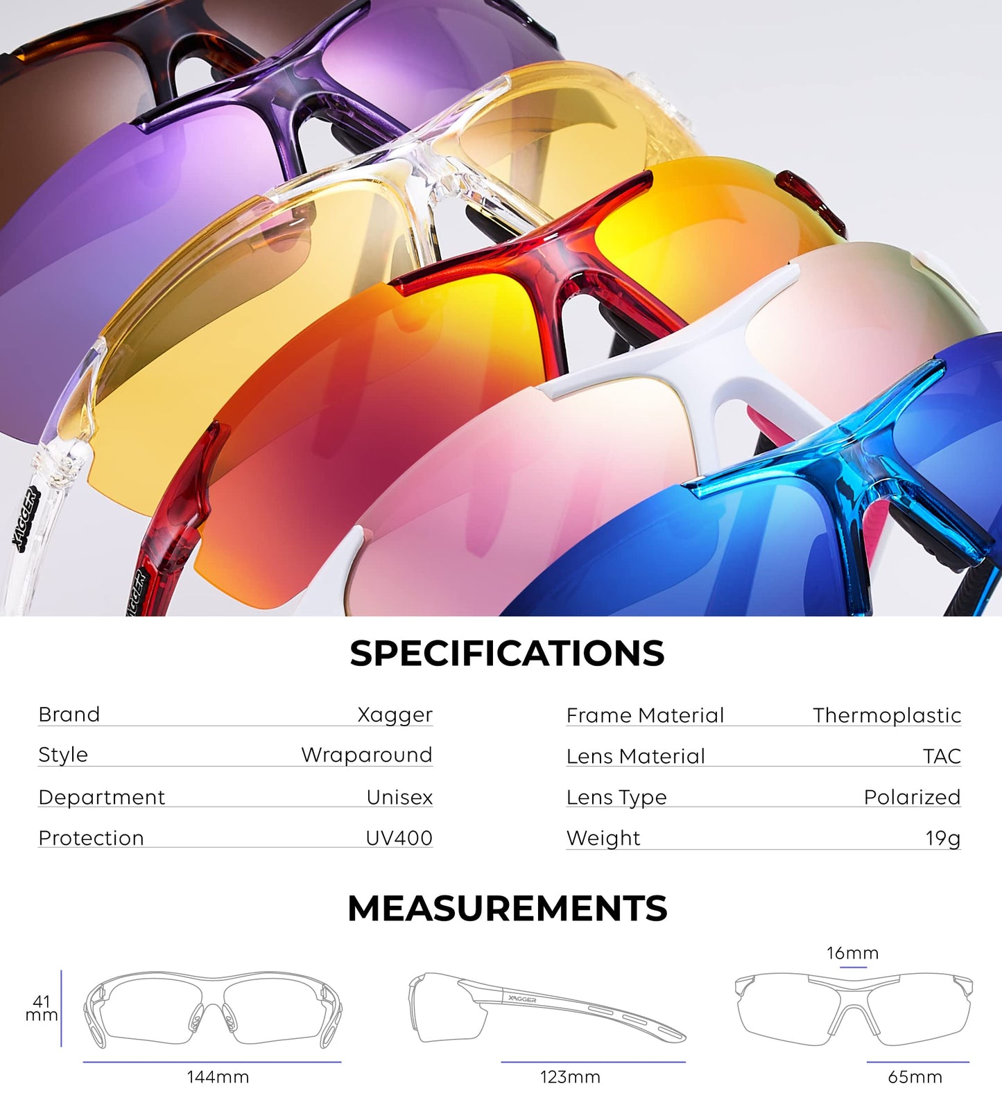 Xagger Polarized Sports Sunglasses for Men Women Wrap Around UV400 Running Baseball Softball Cycling Golf Hiking Fishing Driving Glasses