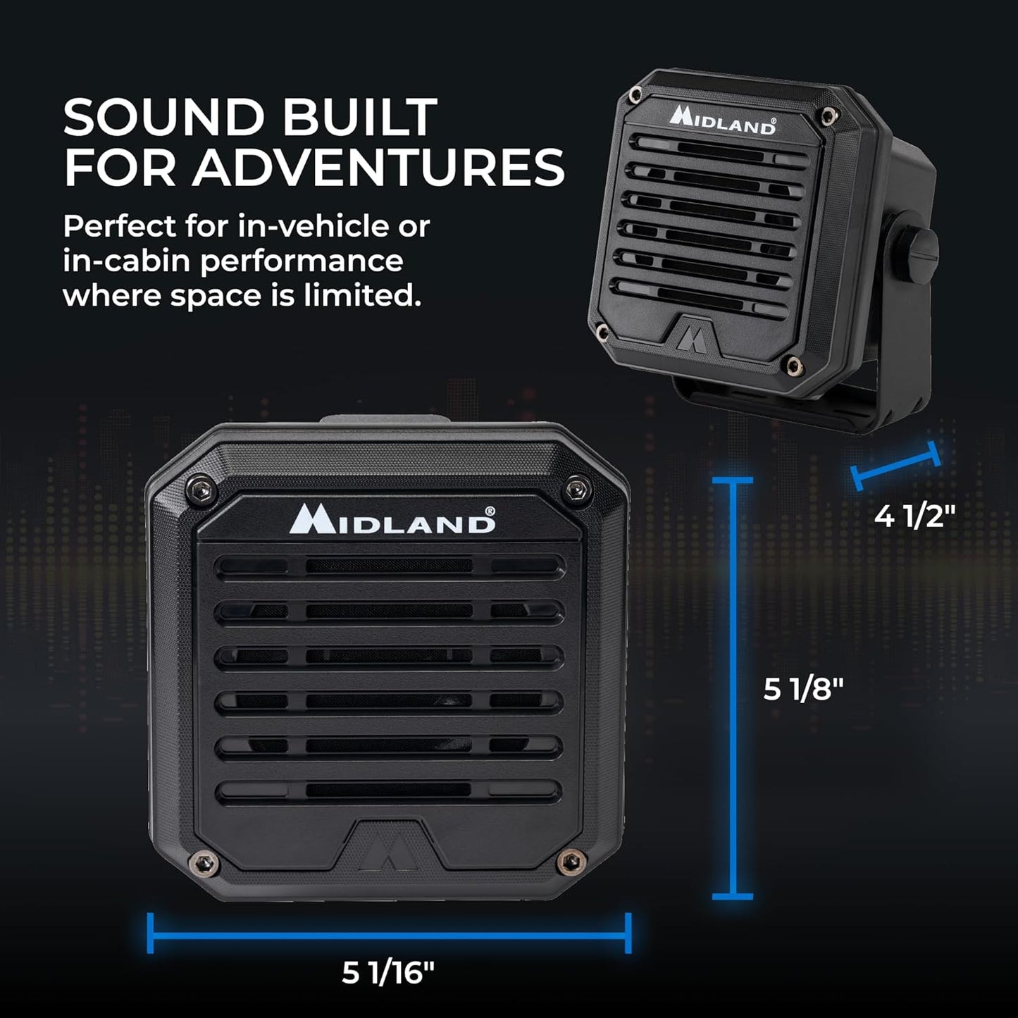 Midland - SPKMINI Mini External Speaker - Waterproof, 10 Watts, 3.5mm Plug - Compatible with All Mobile CB, GMRS, HAM and Amateur Radios