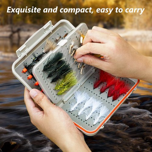 QualyQualy Fly Fishing Box, Fly Box Flies Case Jig Organizer Transparent Fly Fishing Tackle Box, Super Slim Flies Streamer Storage