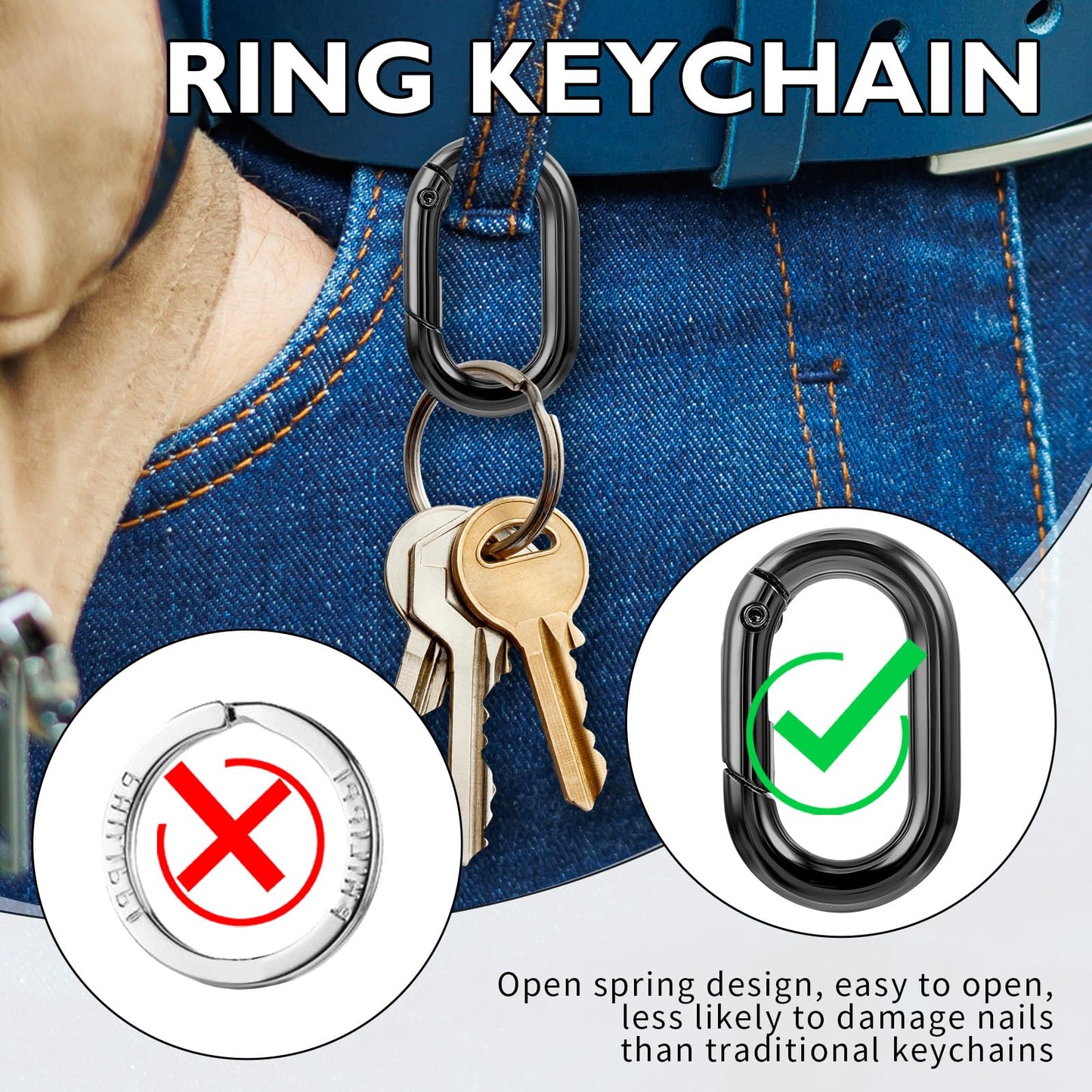 10 Pcs Small Carabine Black Mini Carabiner Clip 1in Tiny Spring Snap Hook Heavy Duty Key Ring for Car Keychain Hooks Outdoor Camping Fishing Climbing Hiking Wallet Purse Keychain Replacement