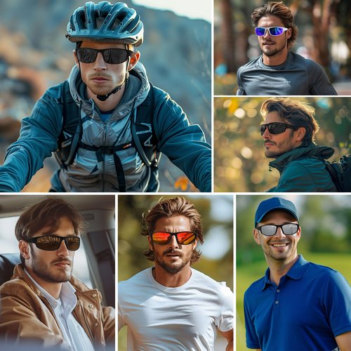 Ofwin Sports Polarized Sunglasses for Men Women Wrap Around Sun Glasses Fishing Cycling Driving Running UV Protection Blue Mirrored