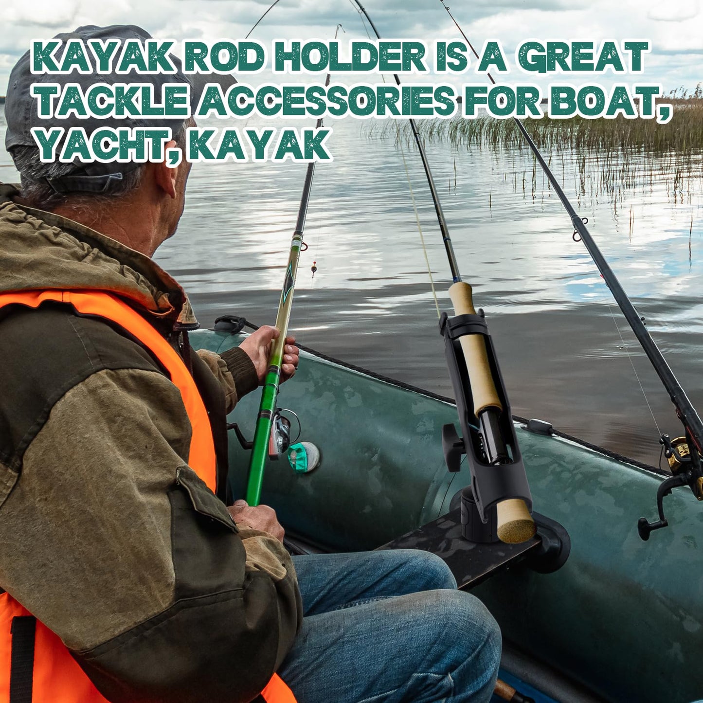 Generic Kayak Fishing Rod Holder, Fishing Boat Rods Holder with T-Shaped Screw, 360° Adjustable Kayak Fishing Pole Holder Mounted Track or Kayak, Canoe, Black