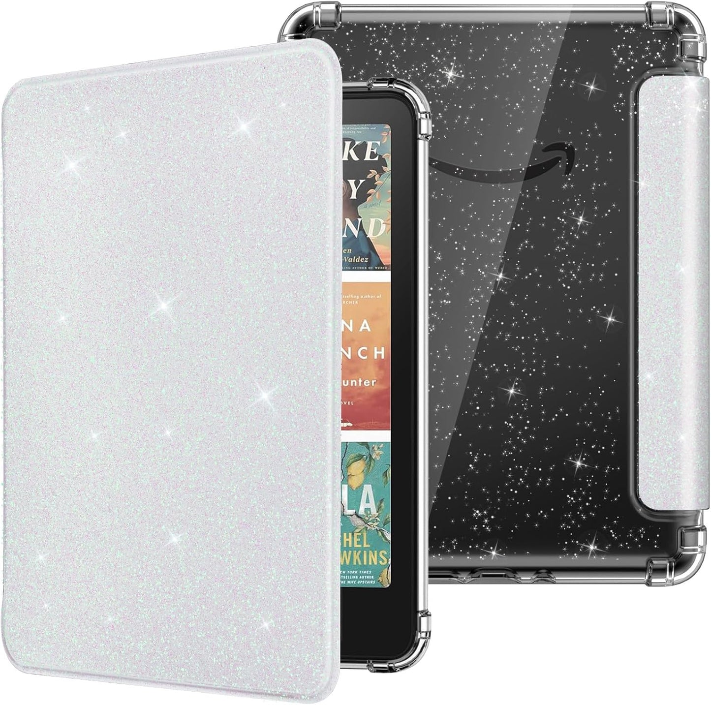 MoKo Case for All-New 7" Kindle Paperwhite 2024 12th Gen&Kindle Colorsoft Signature Edition 2024,Ultra Clear Soft Flexible Glitter TPU Back Cover Light Shell with Auto Wake/Sleep, Glitter Purple