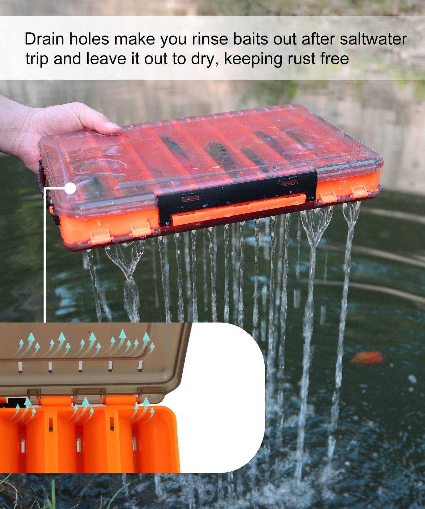 Uxwuy Fishing Lure Box Double Sided Tackle Box 18 Compartment Lure Box 3700 Tackle Tray Crankbait Storage Spinner Bait Tackle Box Large Bait Box