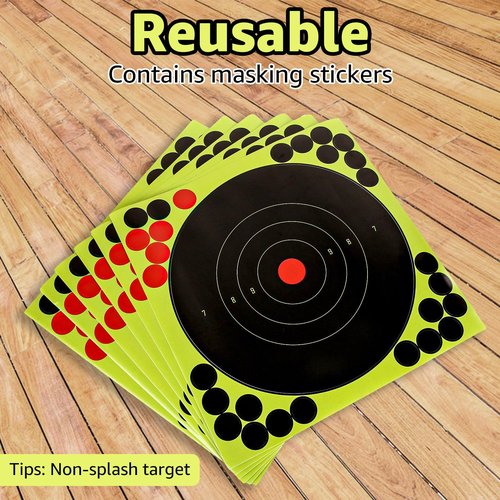 50PCS Self Adhesive Shooting Target, 12 Inch Paper Sticker Targets with Cover-up Patches, Paper Target for Gun, Pistol, Rifle, Bb Gun, Airsoft, Pellet Gun, Air Rifle