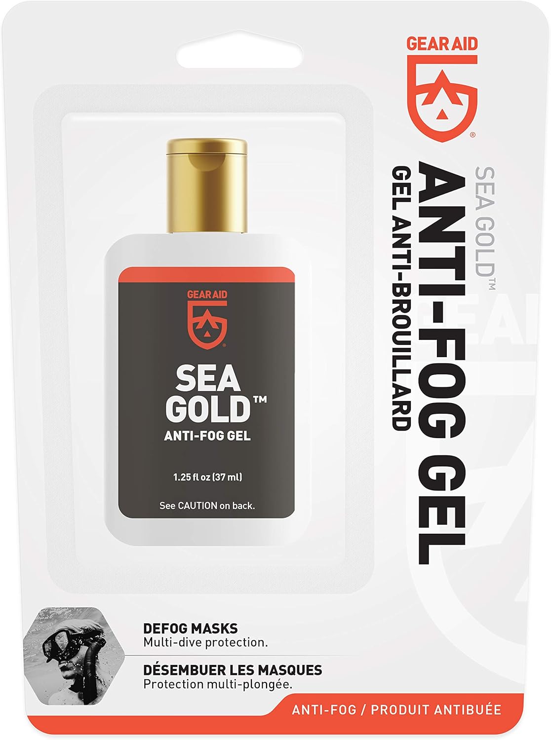 GEAR AID Sea Gold Anti-fog Gel Coating for SCUBA Masks, 1.25 fl oz, Clear (40851)