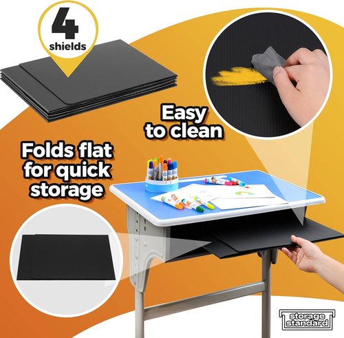 22-Pack Desk Dividers for Students - Durable & Waterproof Plastic Study Carrel Divider, Classroom Folders Teacher Supplies, Easy-to-Clean Plastic Privacy Shield Folder Boards for Student Desks, Black