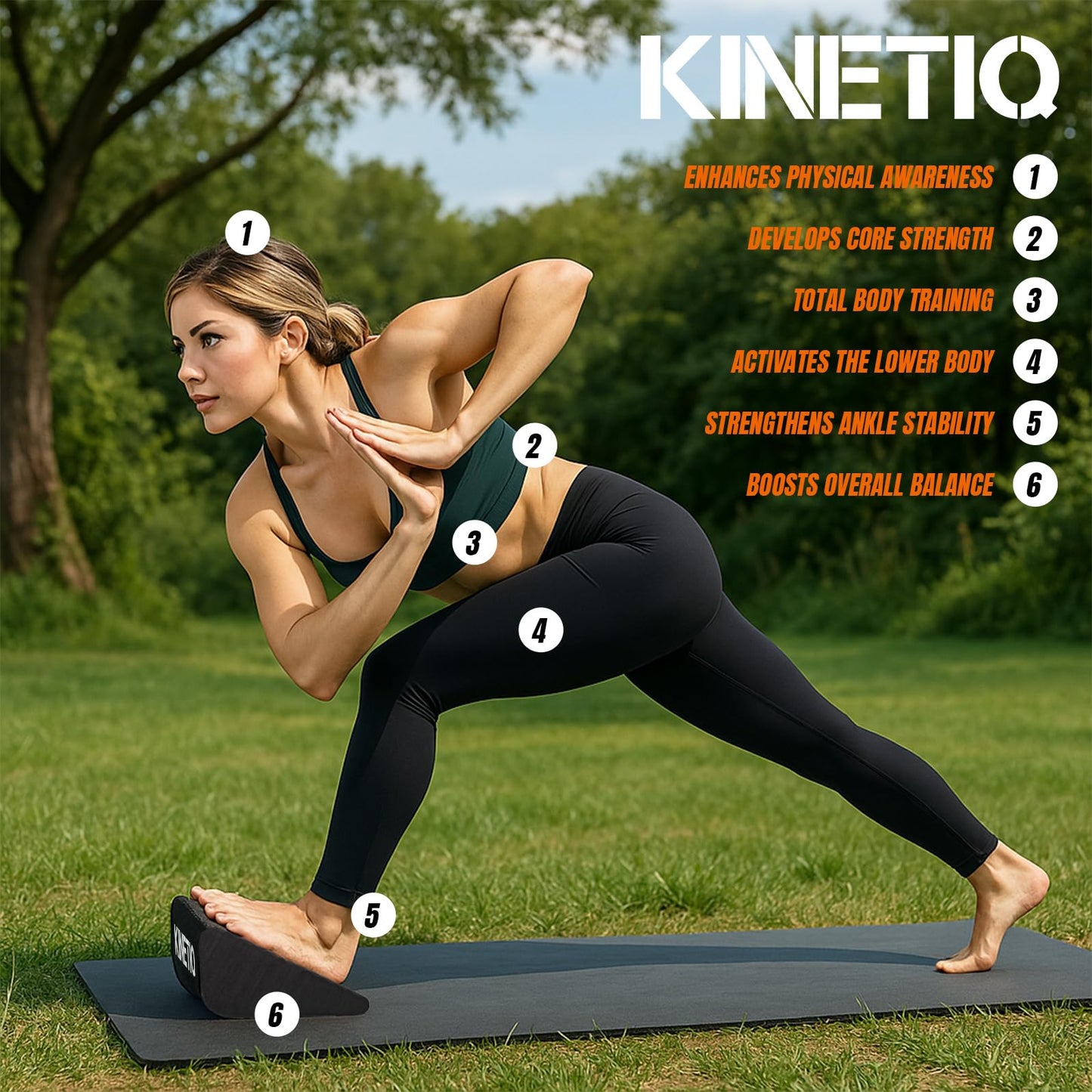 KINETIQ Plantar Fasciitis Relief Foot And Calf Stretcher - Ankle Strengthener, Achilles Tendonitis Relief, Calf Roller, Incline Board for Calf Stretching, Foot Rocker, Rocking Slant Board, Ankle Rehab