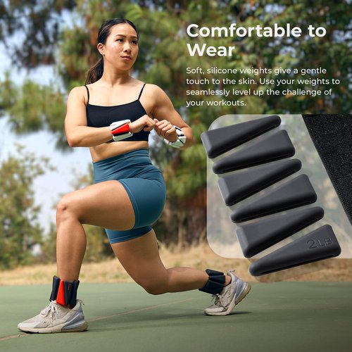 Sunny Health & Fitness 4 LB Wearable Arm Weights – Set of 2 (2 LB Each) – Adjustable Silicone Ankle Weights, Flexible Strap, Small Wrist Weights 2 LB for Walking, Yoga, Pilates, and More – NO. 103-2