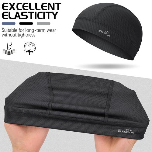 GXCROR 2 Pcs Cooling Skull Cap Helmet Liner for Men Women, Moisture Wicking Cycling Cap Motorcycle Hard Hat Liner Soft Running Beanie
