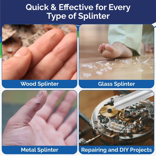 SplinterAid Painless Splinter Removal Kit - 3 Pack | Pull Out Splinters Fast & Easy | Essential First Aid for Home, Travel, Camping, Hiking, Woodworking, DIY & Outdoor Adventures | No Tweezers Needed
