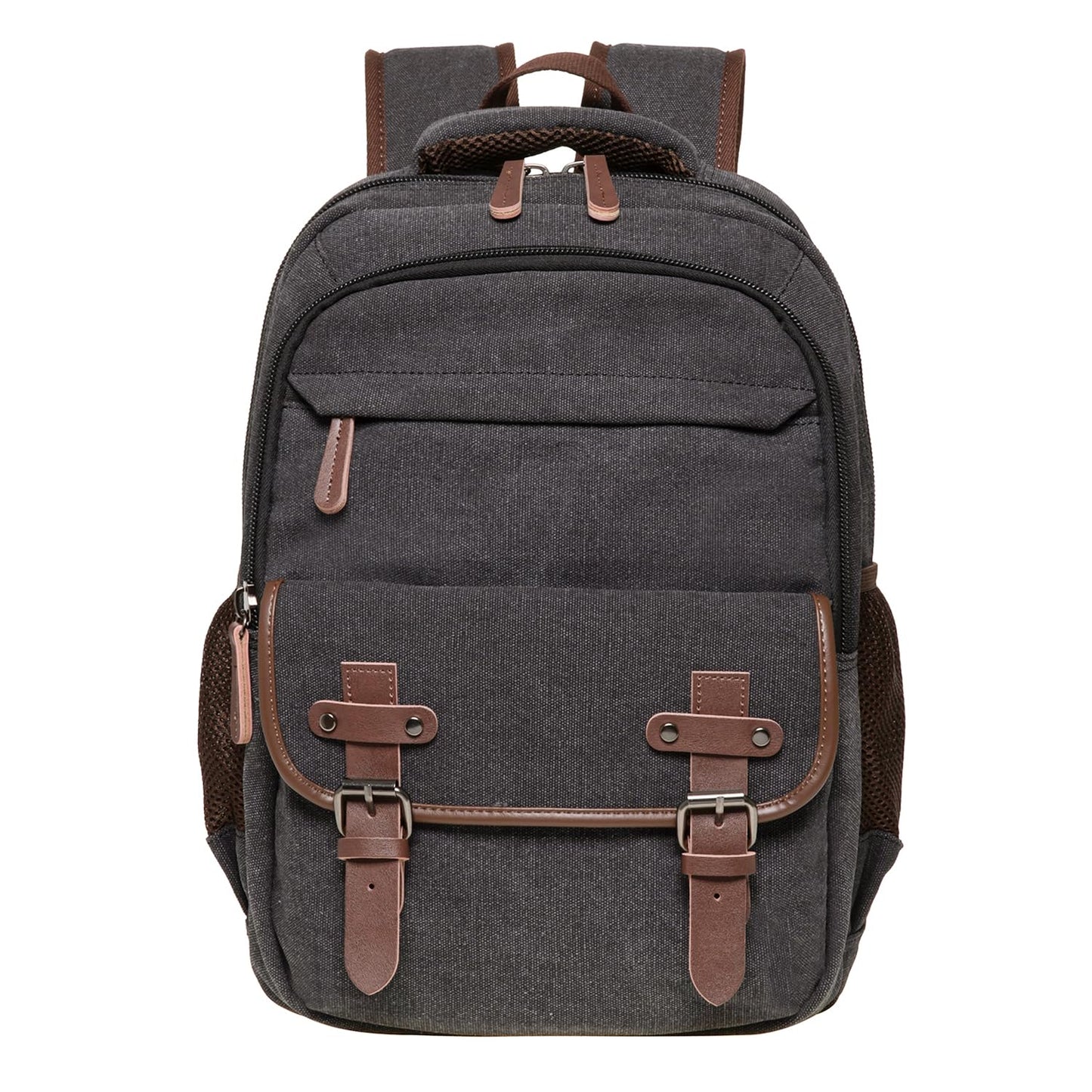 KAUKKO Vintage Canvas Backpack-Large Capacity, Multi-Functional Durable Outdoor Rucksack S28-BLACK, 24.3L