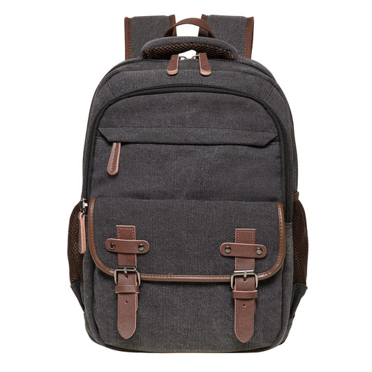 KAUKKO Vintage Canvas Backpack-Large Capacity, Multi-Functional Durable Outdoor Rucksack S28-BLACK, 24.3L
