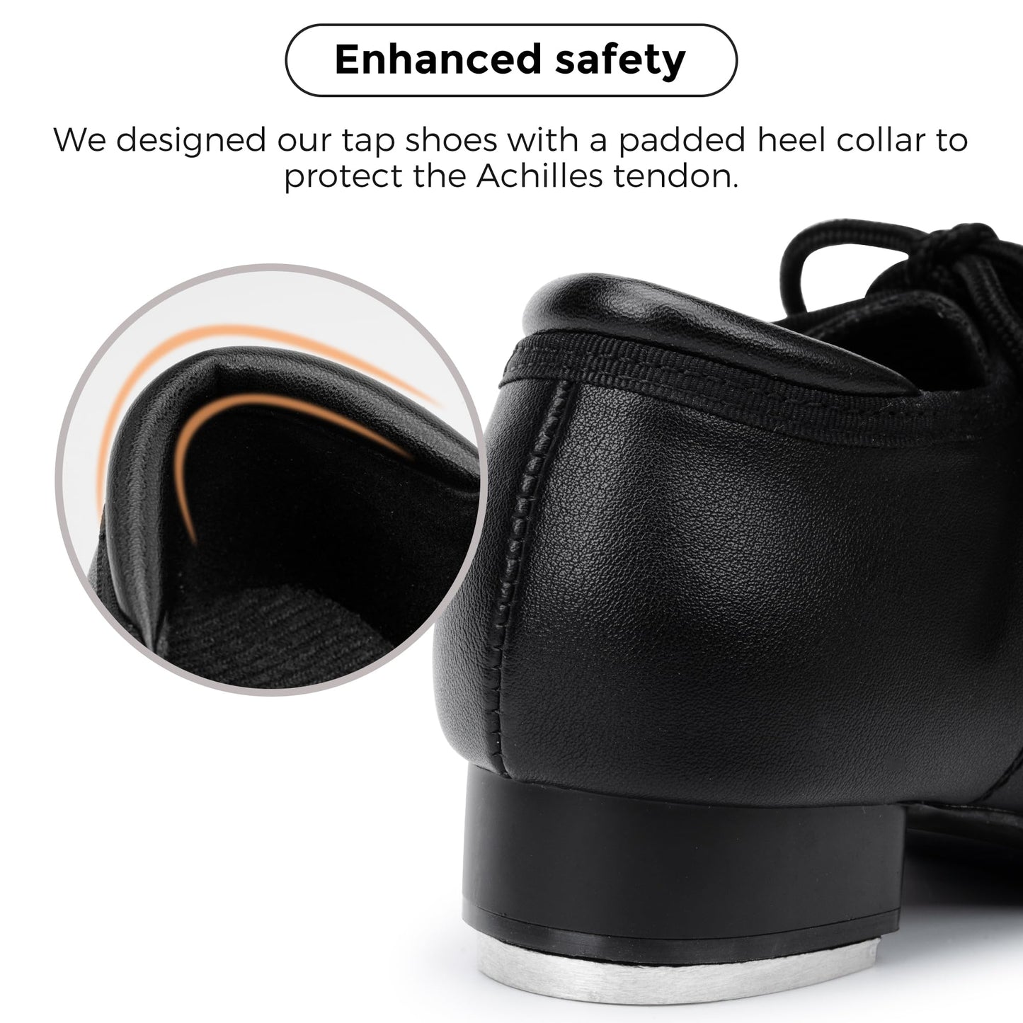 Stelle Tap Shoes for Girls Boys Lace Up PU Leather Dance Shoes for Little Kid/Big Kid(Black,4MB)