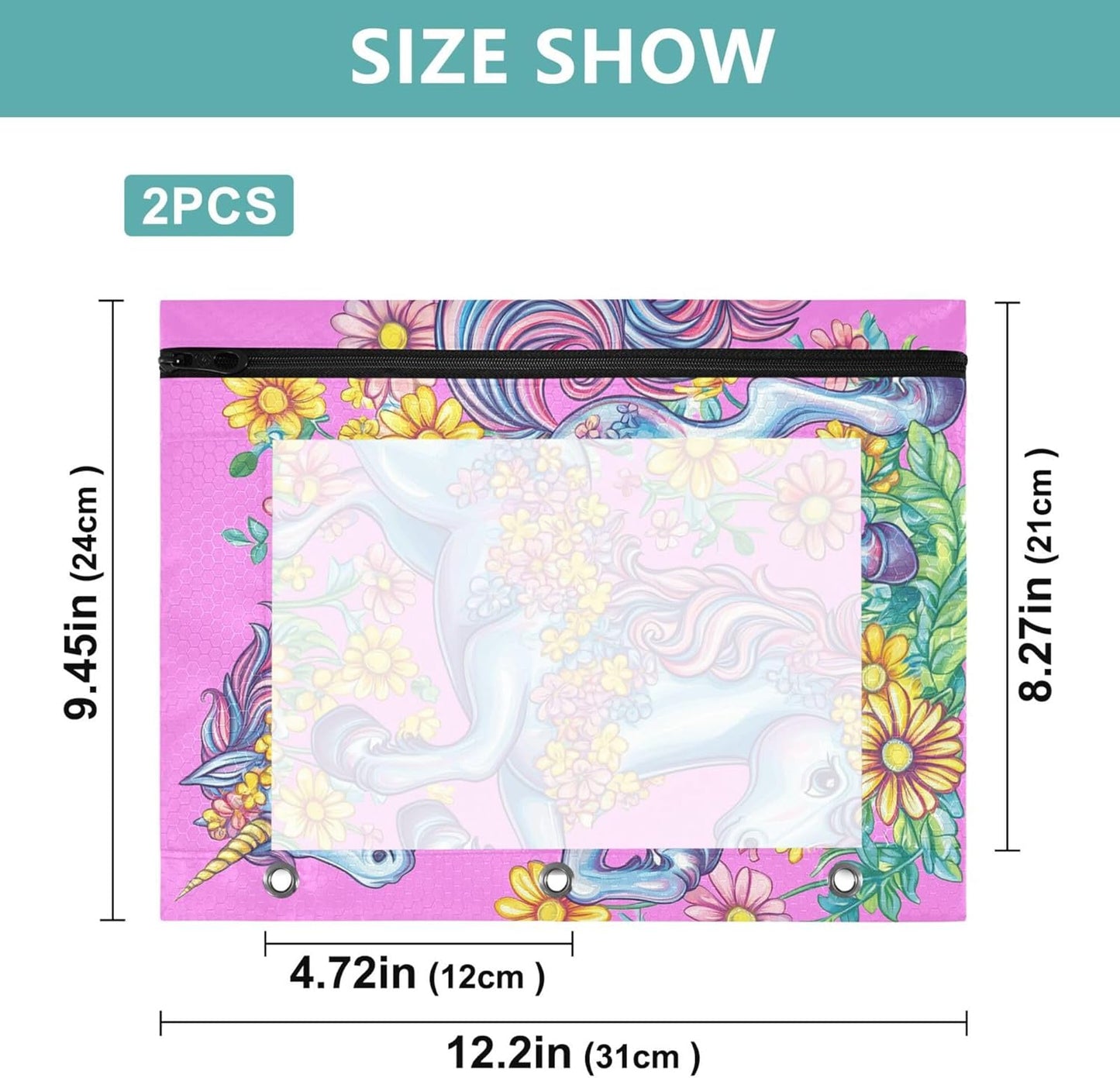 Largemouth Bass Fish 2 Pack 3 Ring Binder Pocket A4 Size Binder Pouches Clear PVC Loose Leaf Folder Sleeves Storage Bags for Files, Documents