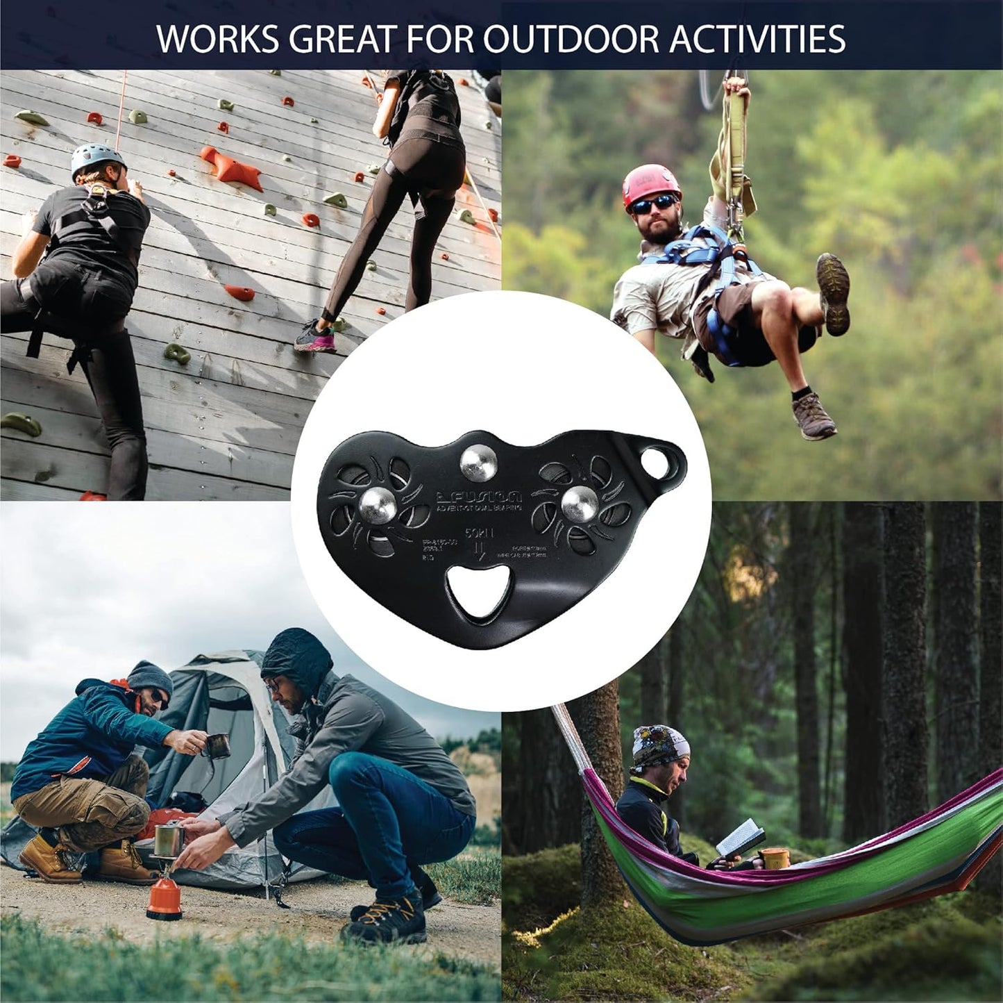 Fusion Climb Advent Military Tactical Edition Speed Super Stainless Steel Trolley Pulley Black 50KN